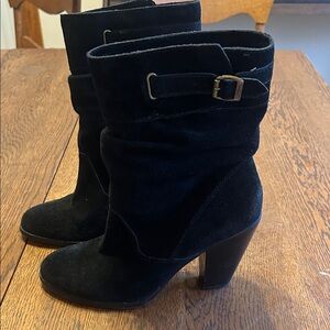 Zodiac Black Suede Heeled Boots